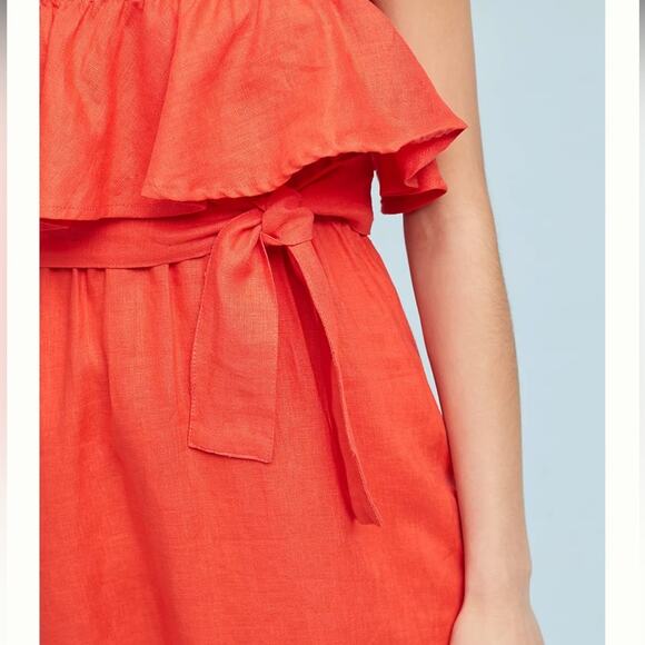 Faithfull The Brand Ruffled Linen Dress Size 6 - Picture 3 of 11